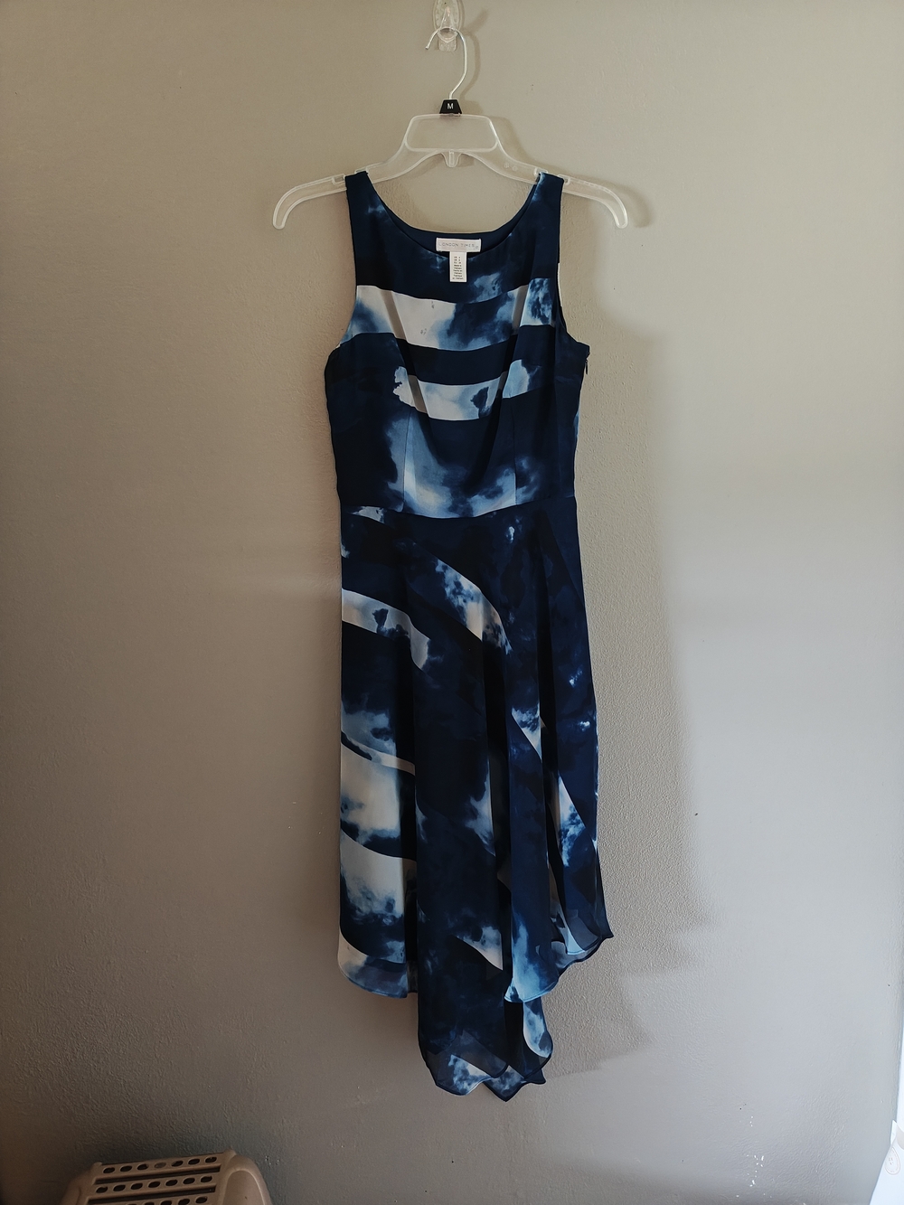 Sleeveless Blue Tie-Dye Midi Dress
